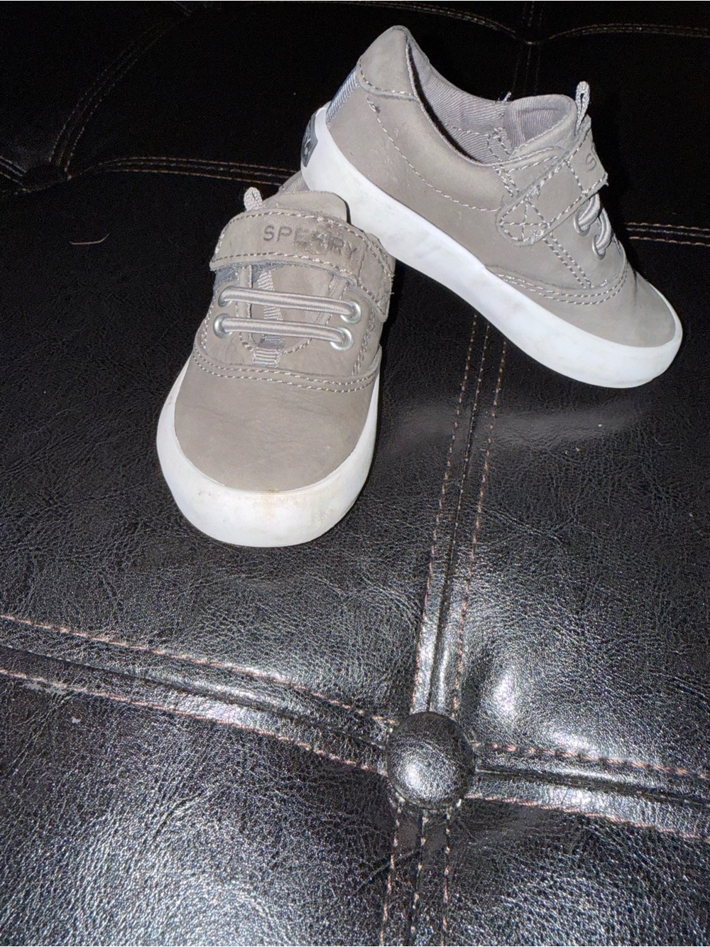 Sperry Kids Taupe Gray Slip-On Sneaker with White Sole